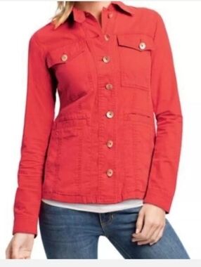 Women's Orange Button-Up Utility Jacket